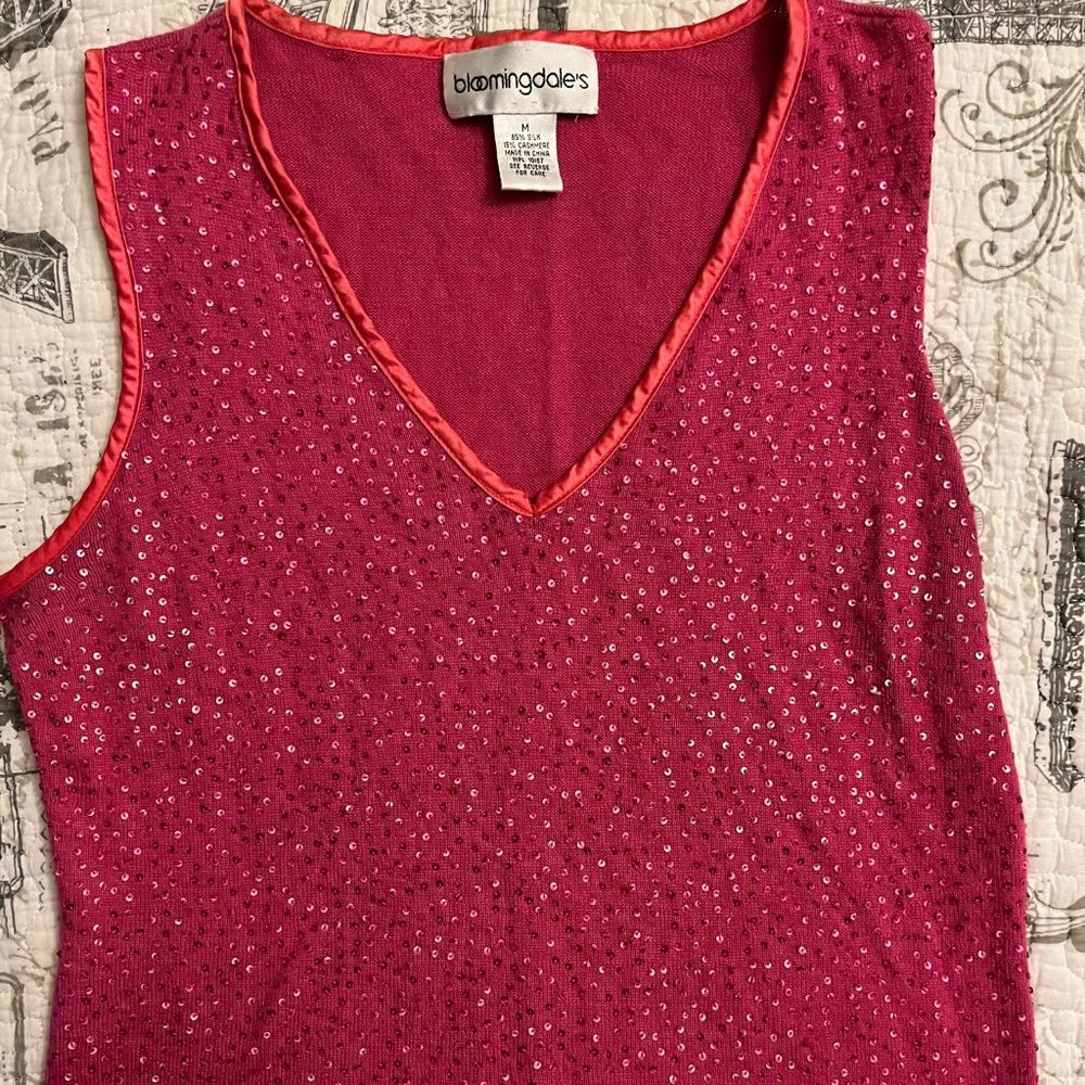 Bloomingdale's Sequin Cashmere and Silk top Size Medium!